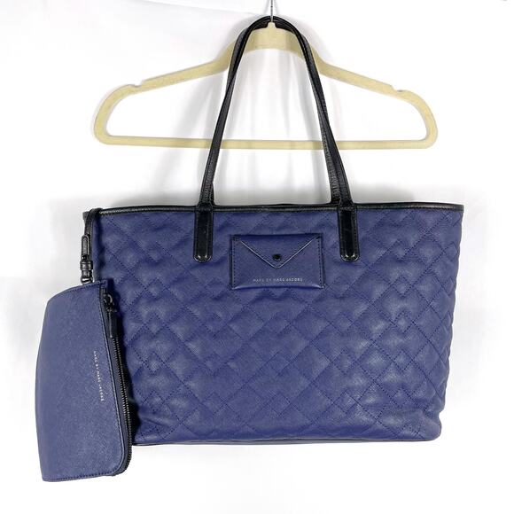 Marc Jacobs Metropolitote Tote Bag Blue Quilted Leather Large‎ - Picture 1 of 12